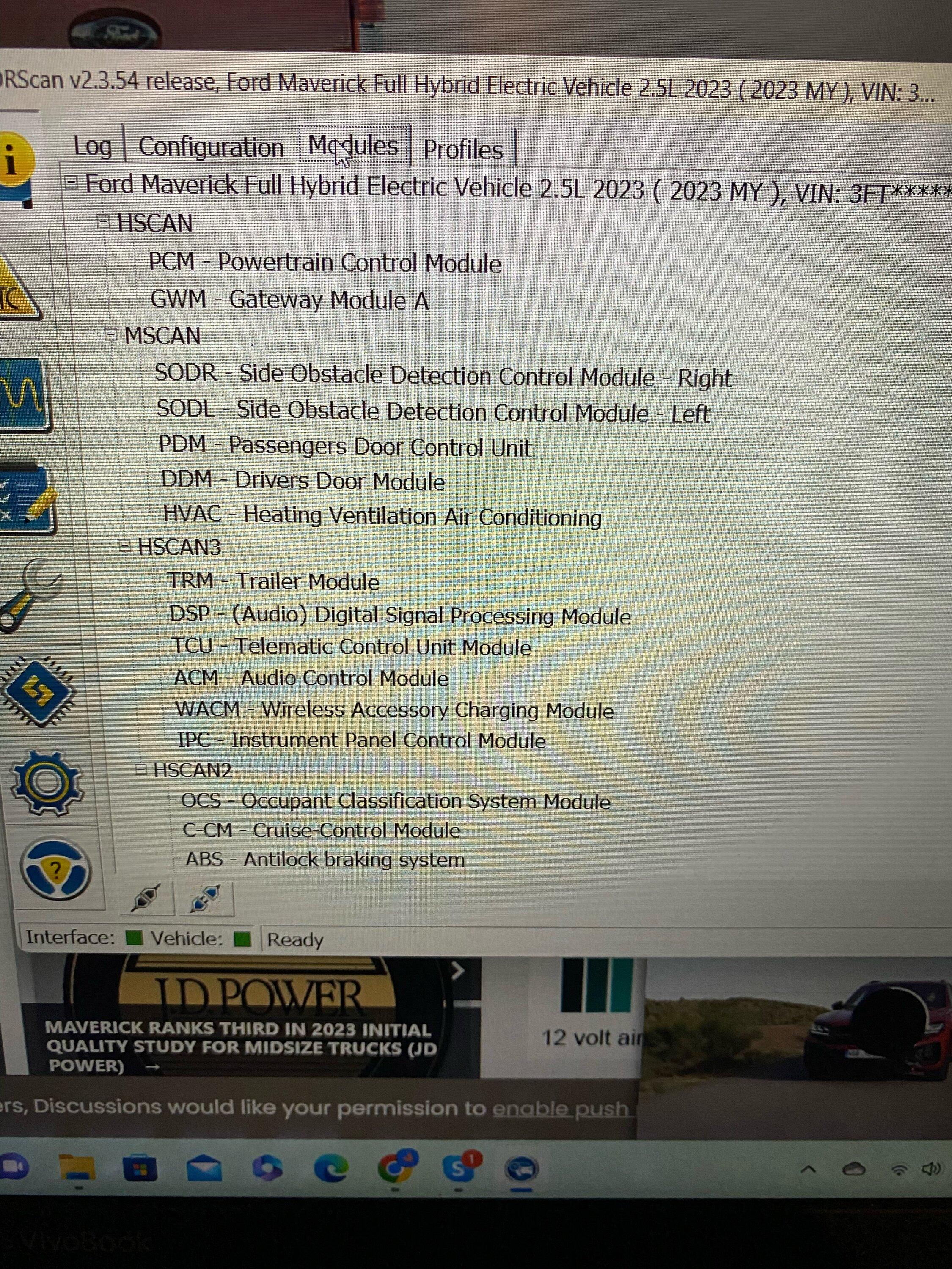 Ford Maverick FORSCAN: Missing bodycm module IMG_0361