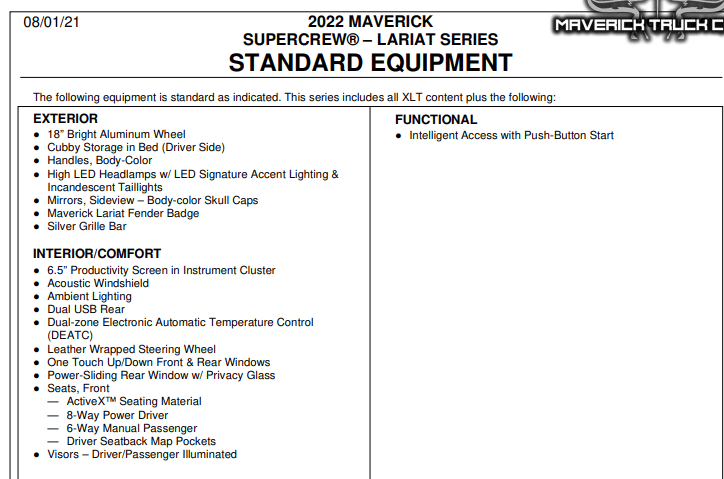 Ford Maverick What exactly do you get with the Lariat (vs XLT)? 1633803729758
