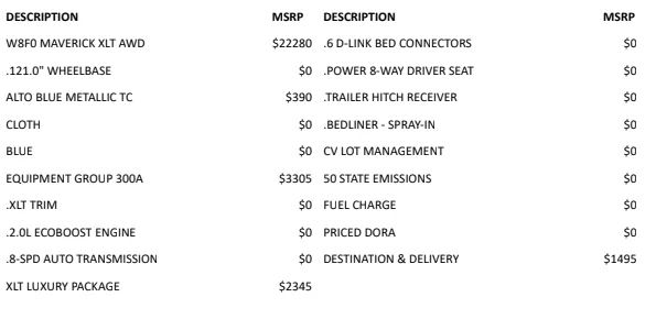 Ford Maverick How to read the Monroney window sticker - ?? 1633844256835