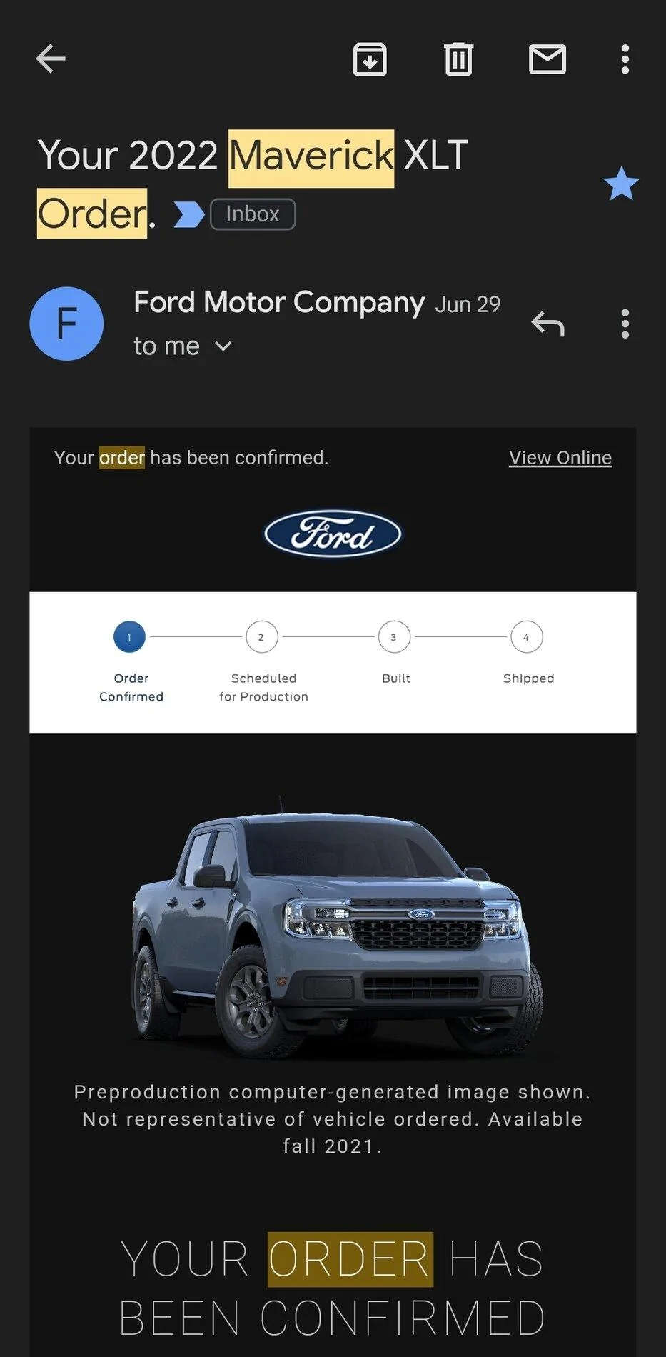 Ford Maverick 📊 Maverick Order Tracking List & Stats [Enter Yours!] Screenshot_20211010-160235_Gmail