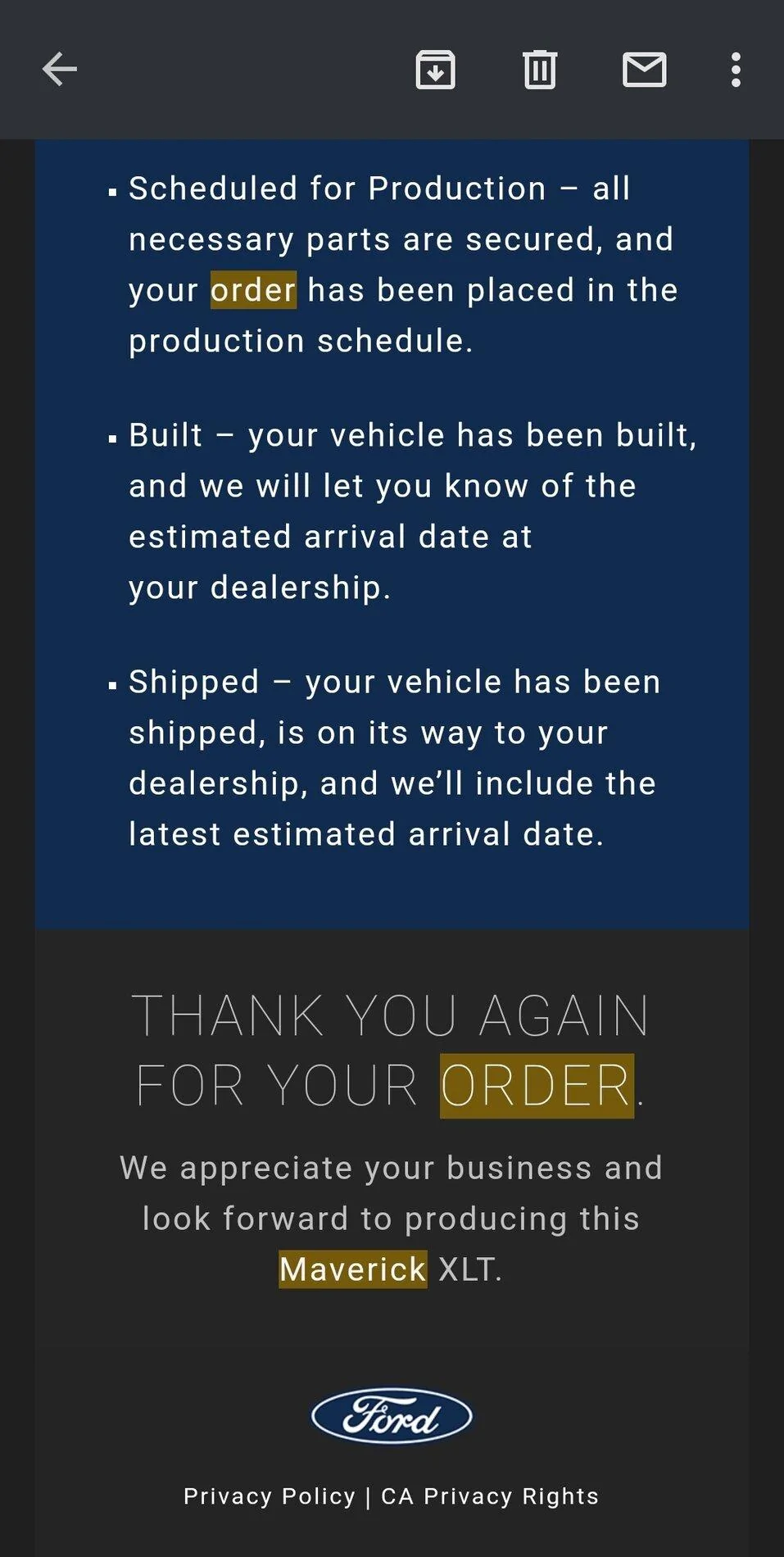 Ford Maverick 📊 Maverick Order Tracking List & Stats [Enter Yours!] Screenshot_20211010-160334_Gmail