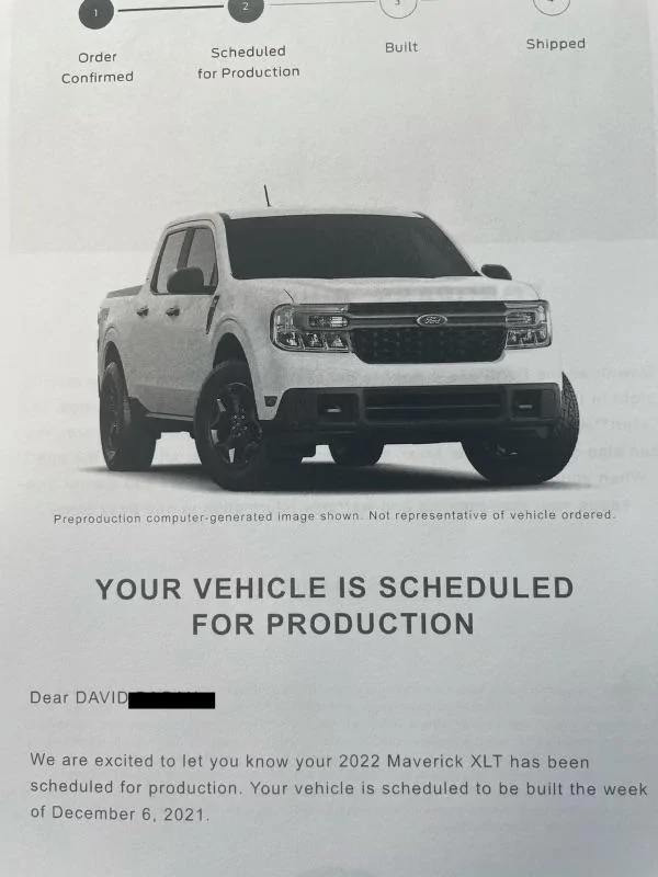 Ford Maverick Did I got a miracle order? order