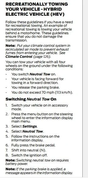 Ford Maverick Flat Towing Hybrid - The Right Instructions towing