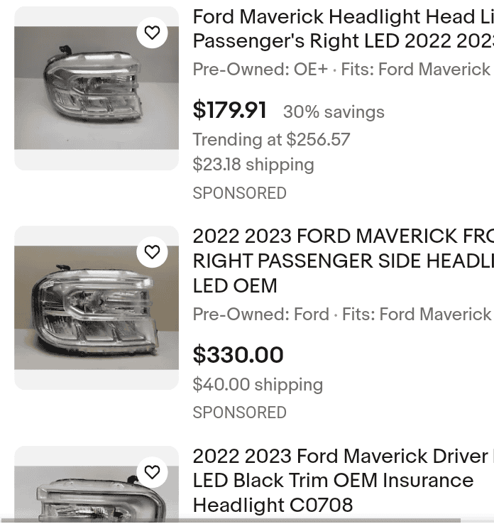 Ford Maverick Cost to fix a damaged front bumper and headlight on Maverick? Screenshot_20230702-171935