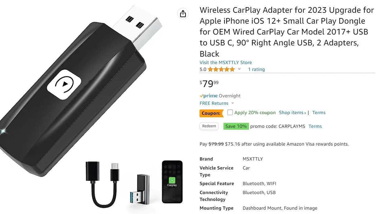 Ford Maverick Another wireless CarPlay option. The size of a usb thumb drive. 1688664179550