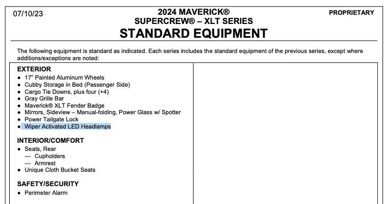 Ford Maverick Latest 2024 Maverick Order Guide Released [Updated Monthly] 1689016443274