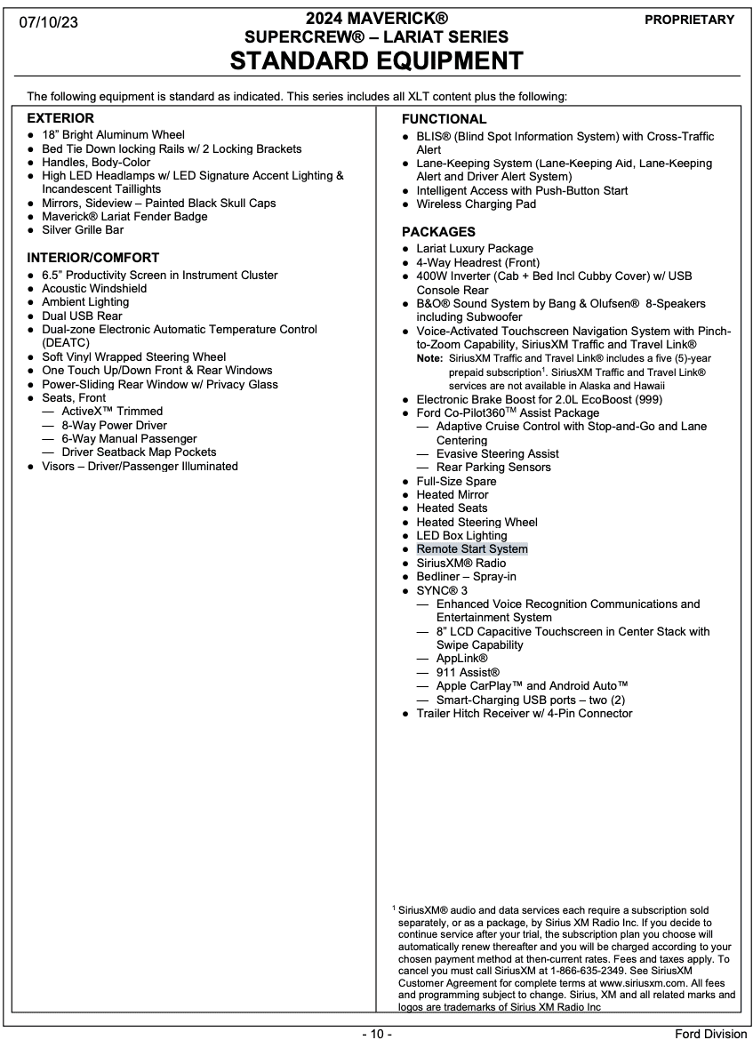 Ford Maverick Latest 2024 Maverick Order Guide Released [Updated Monthly] 1689027410018