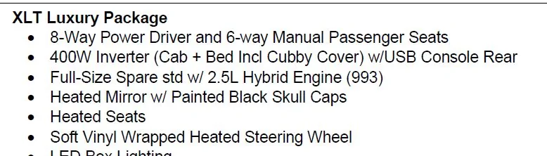 Ford Maverick Latest 2024 Maverick Order Guide Released [Updated Monthly] XLT Lux