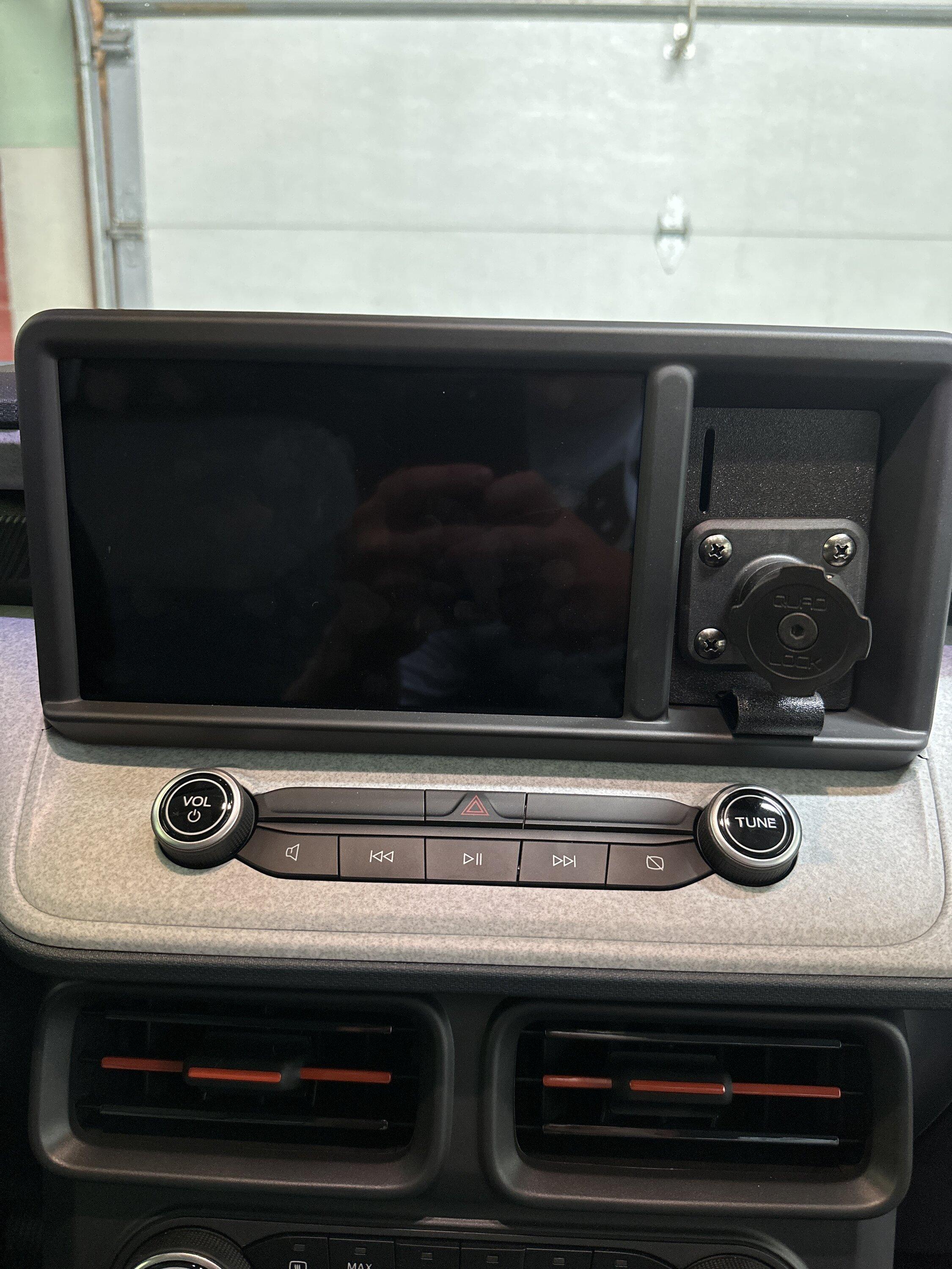 Ford Maverick DIY made quad Lock phone mount installed in dash cubby image