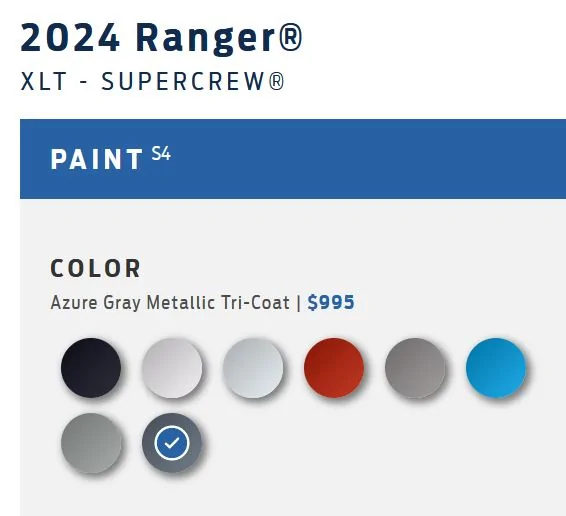 Ford Maverick Latest 2024 Maverick Order Guide Released [Updated Monthly] 24 Ranger Azure Gray