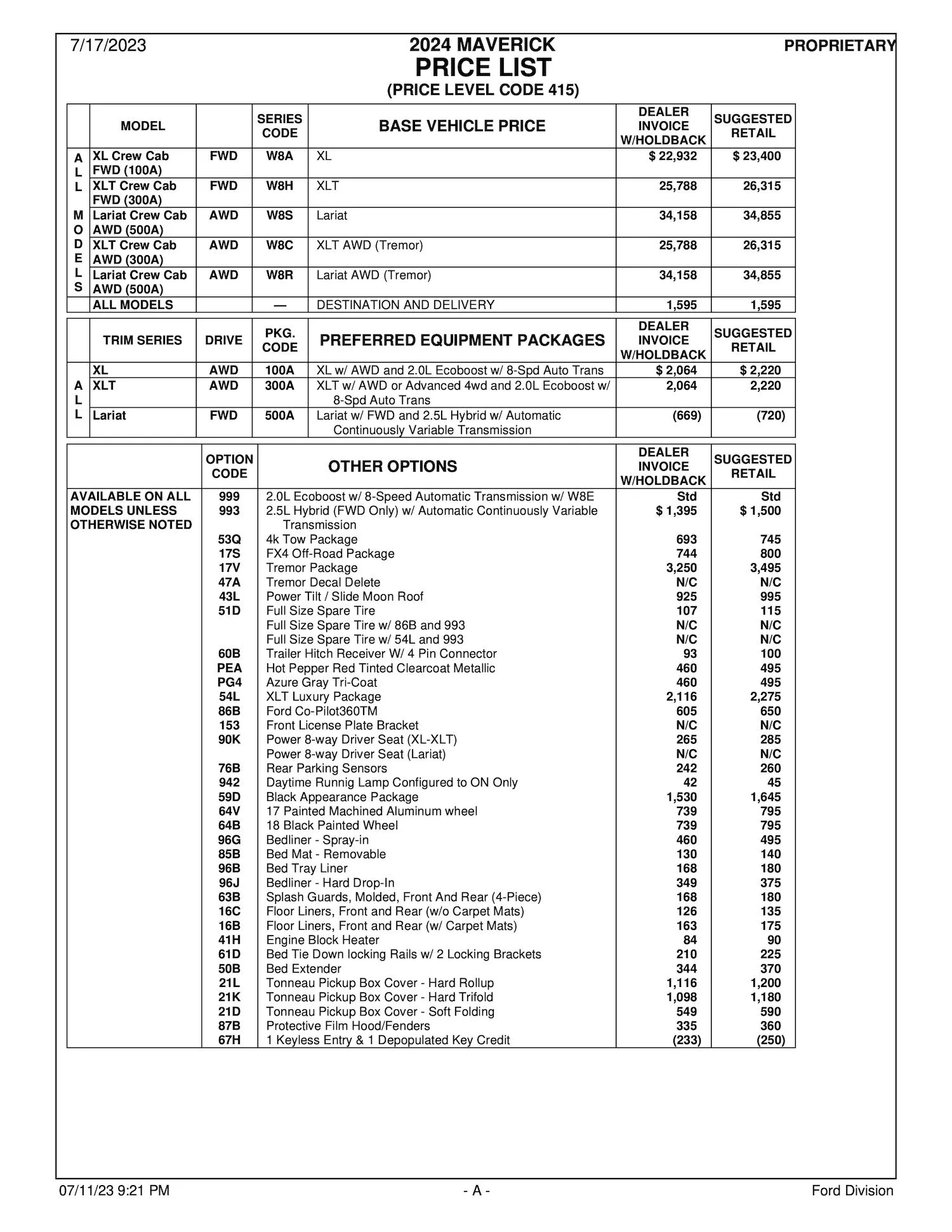 2024MY Maverick P758 PL415 Price List-1.jpg