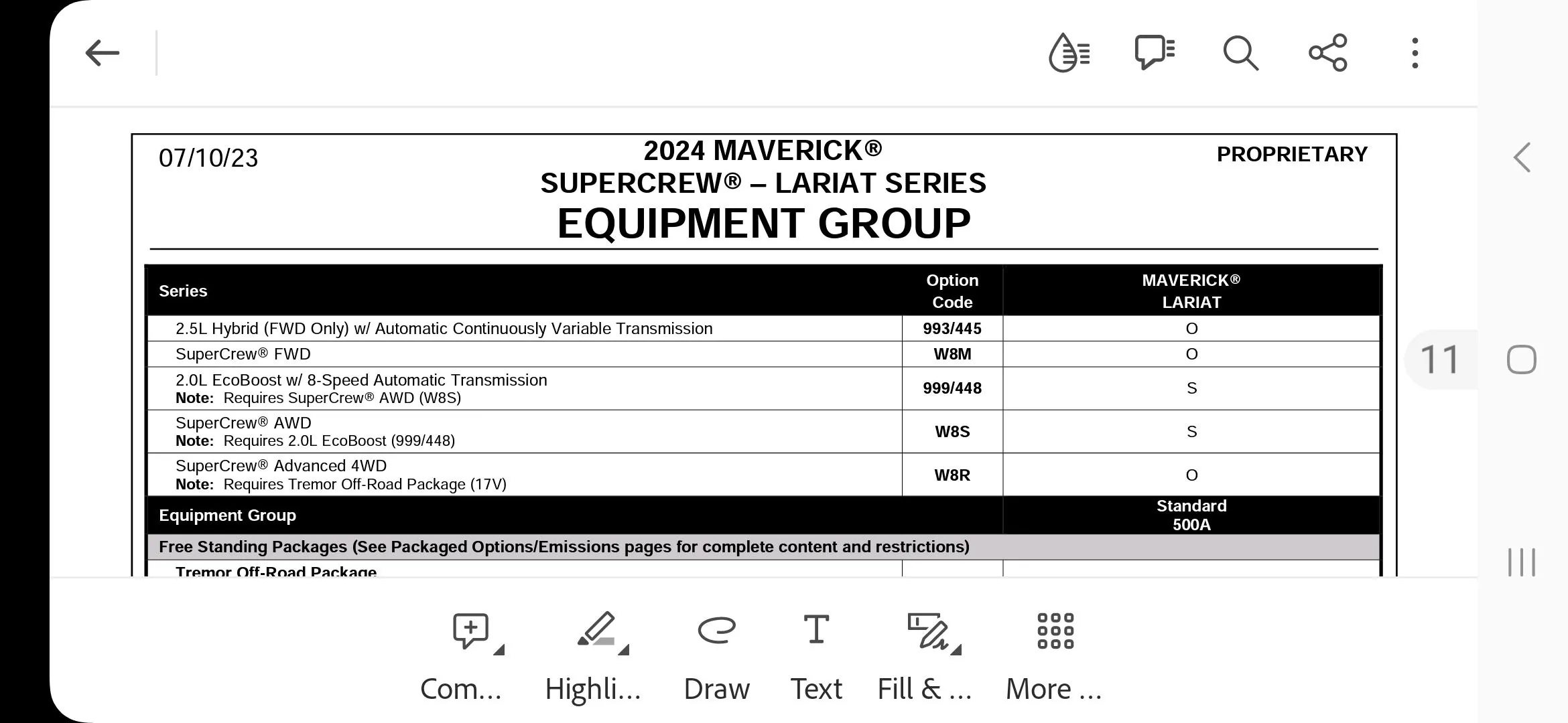 Ford Maverick 2024 Maverick Price List (MSRP/Invoice Pricing) - All Models / Options Screenshot_20230712_101734_Adobe Acrobat