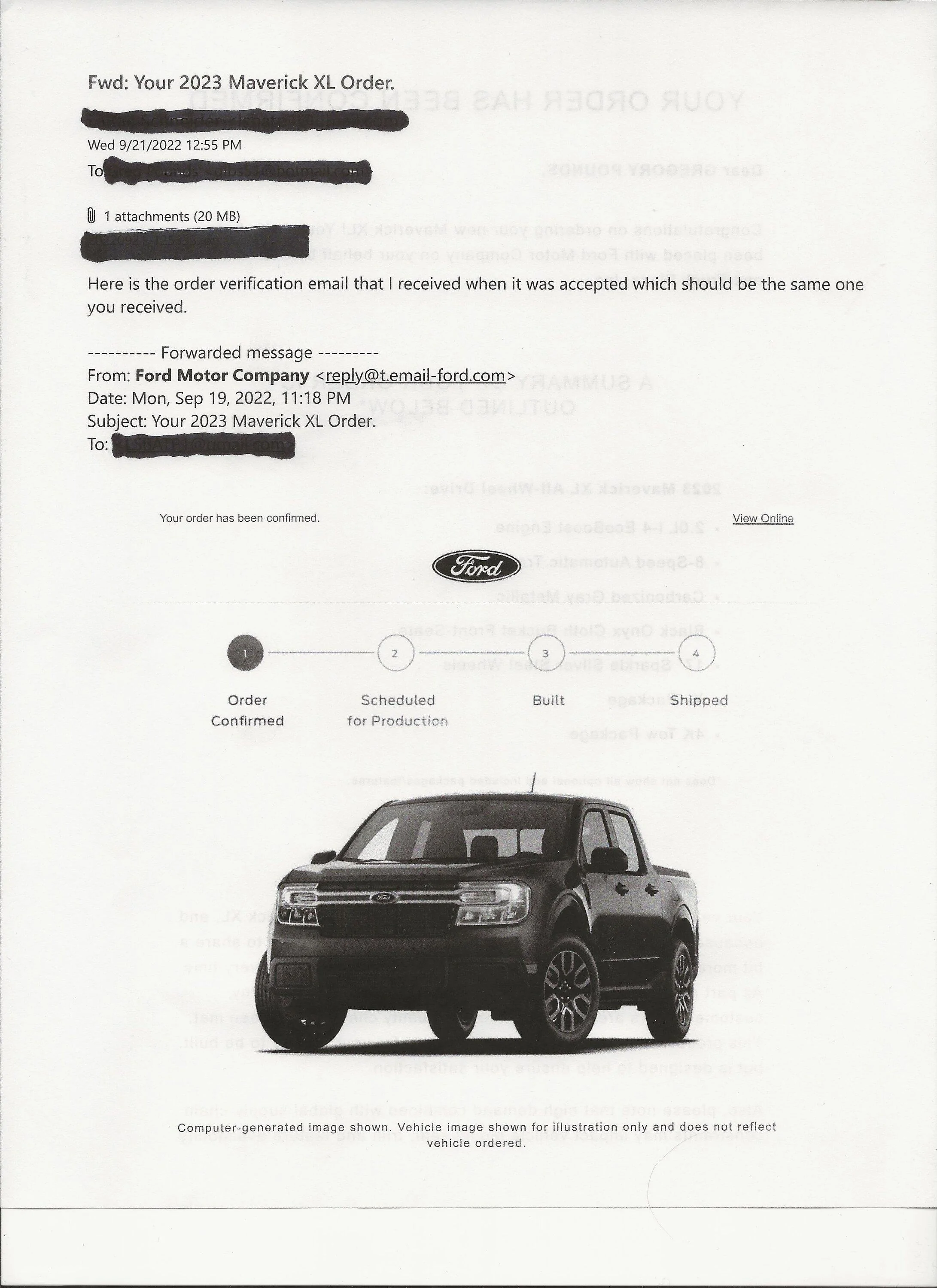 Ford Maverick WBDO confirmation