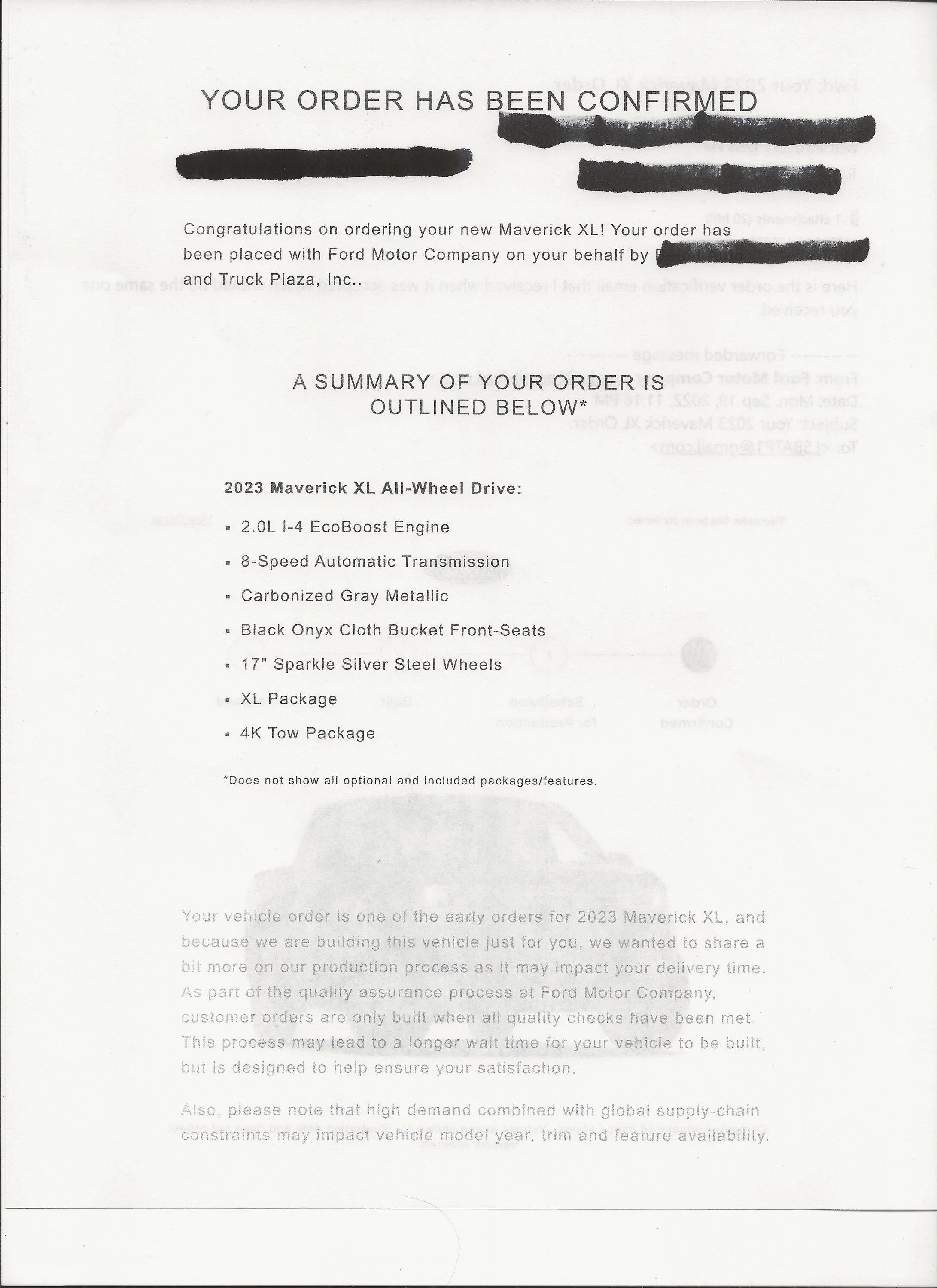 Ford Maverick WBDO confirmation 1
