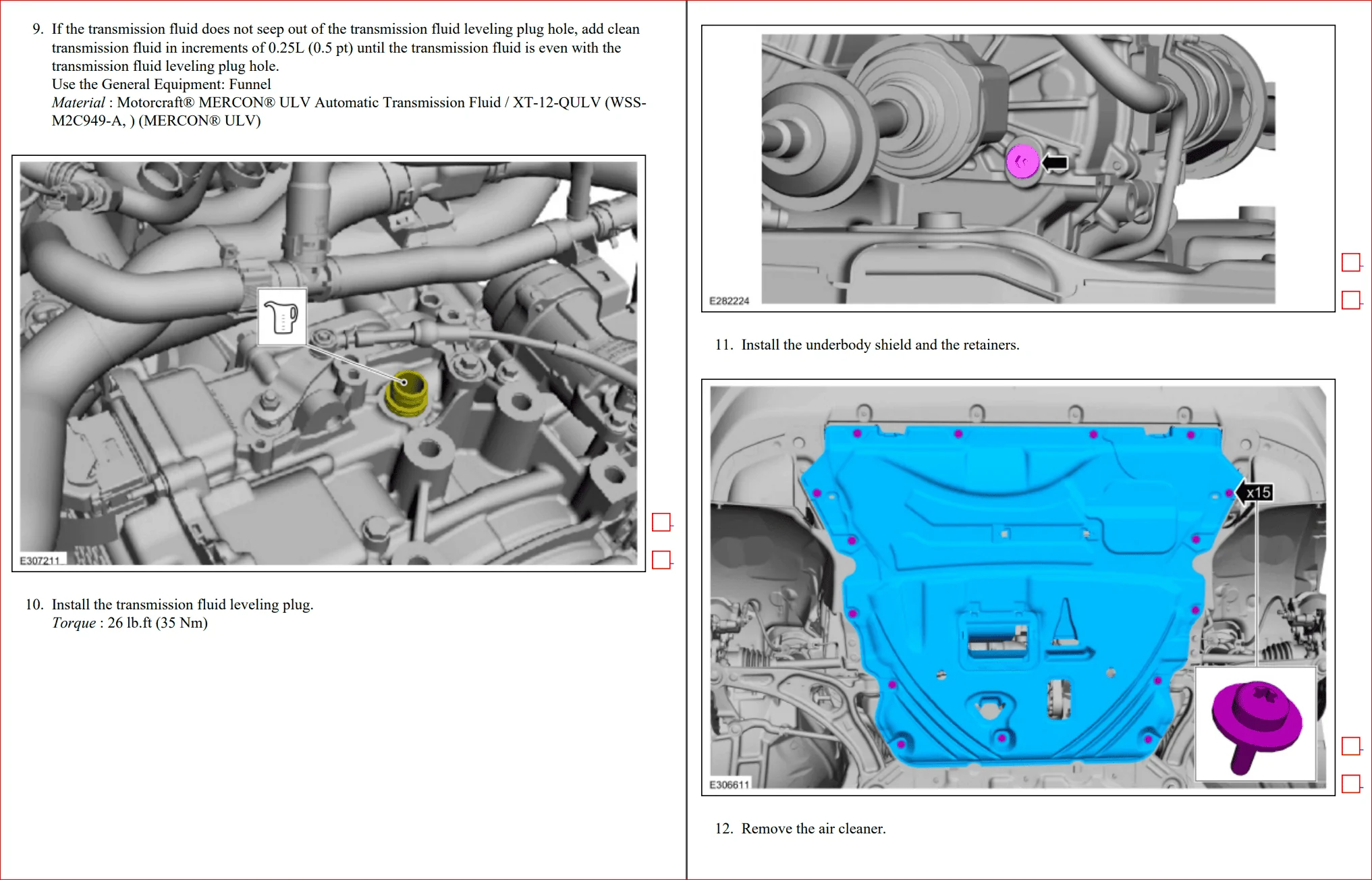 Ford Maverick Transmission fluid check and service, with torque specs (per the Service Manual) check 003