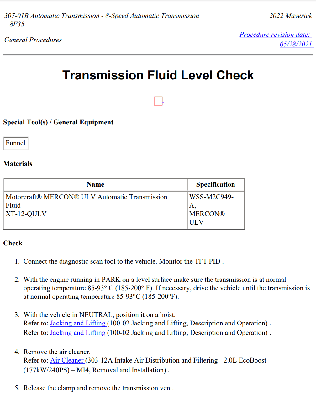 Ford Maverick Transmission fluid check and service, with torque specs (per the Service Manual) Swap 001.PNG