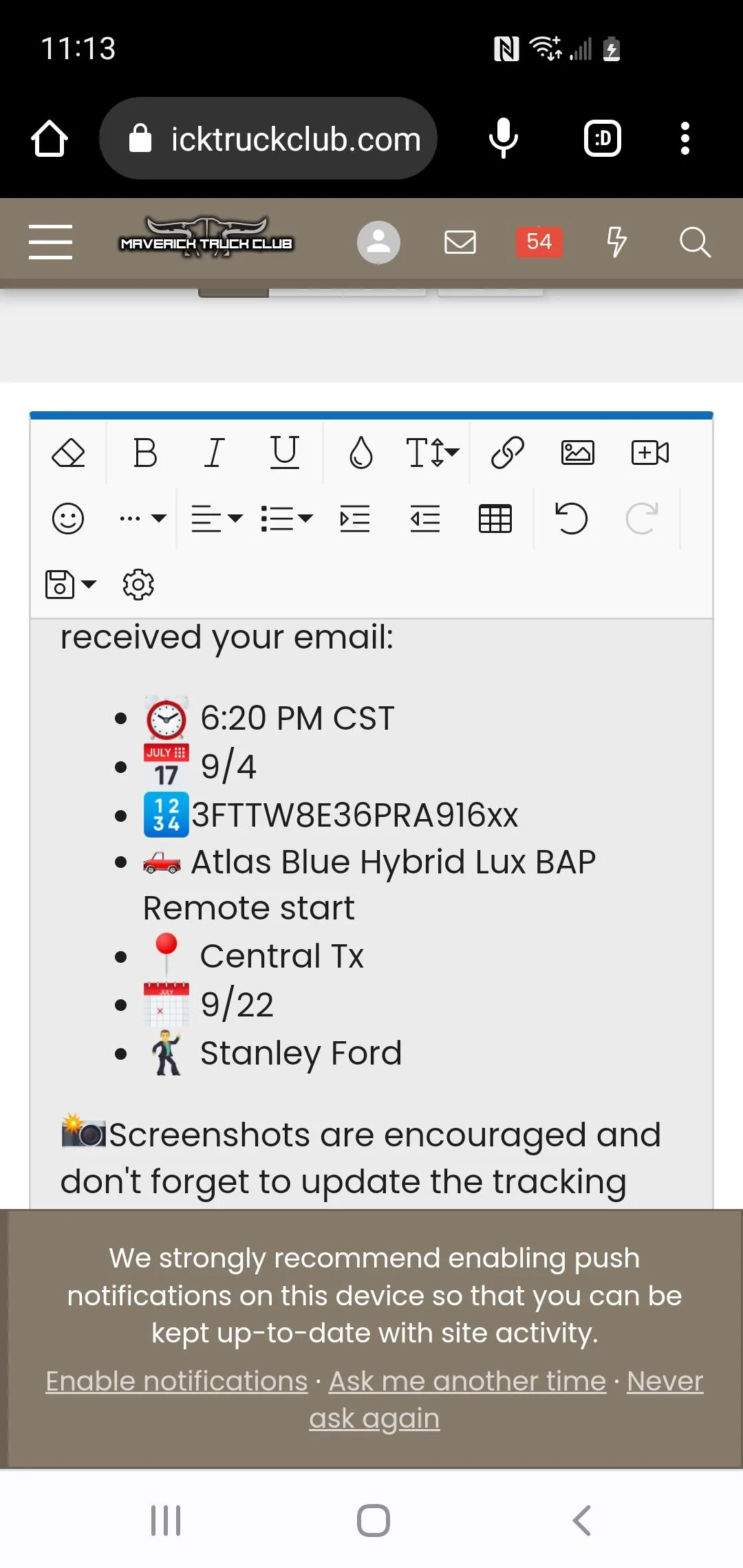 Ford Maverick 📬 7/13/23 Scheduling Email Received Group [EMAILS NOW ARRIVING] Screenshot_20230713-231312_Chrom