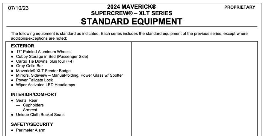 Ford Maverick What does the XLT have over the XL trim? 1689605984801