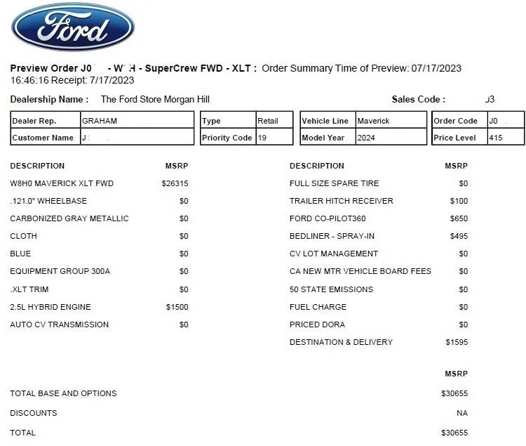 Ford Maverick Update: 2024 order bank system now open & accepting dealer submissions! Post your build Mav snip 2