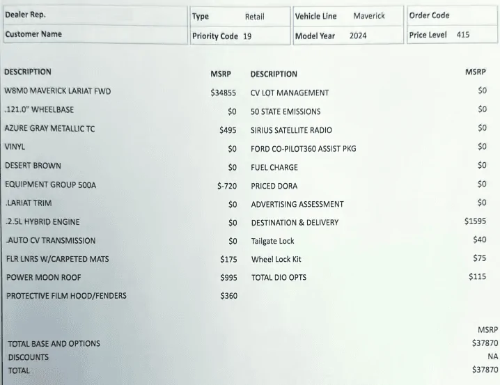 Ford Maverick Update: 2024 order bank system now open & accepting dealer submissions! Post your build 1689716867608