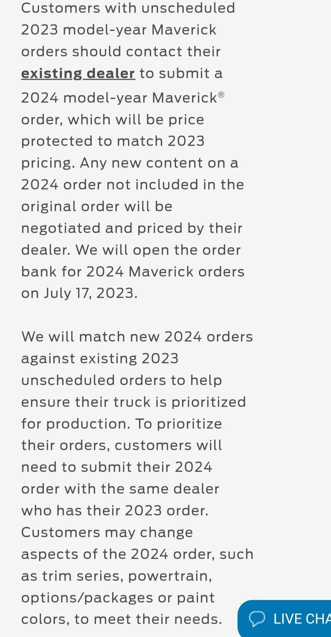 Ford Maverick Who received the 2024 confirmation from Ford? 20230718_215941