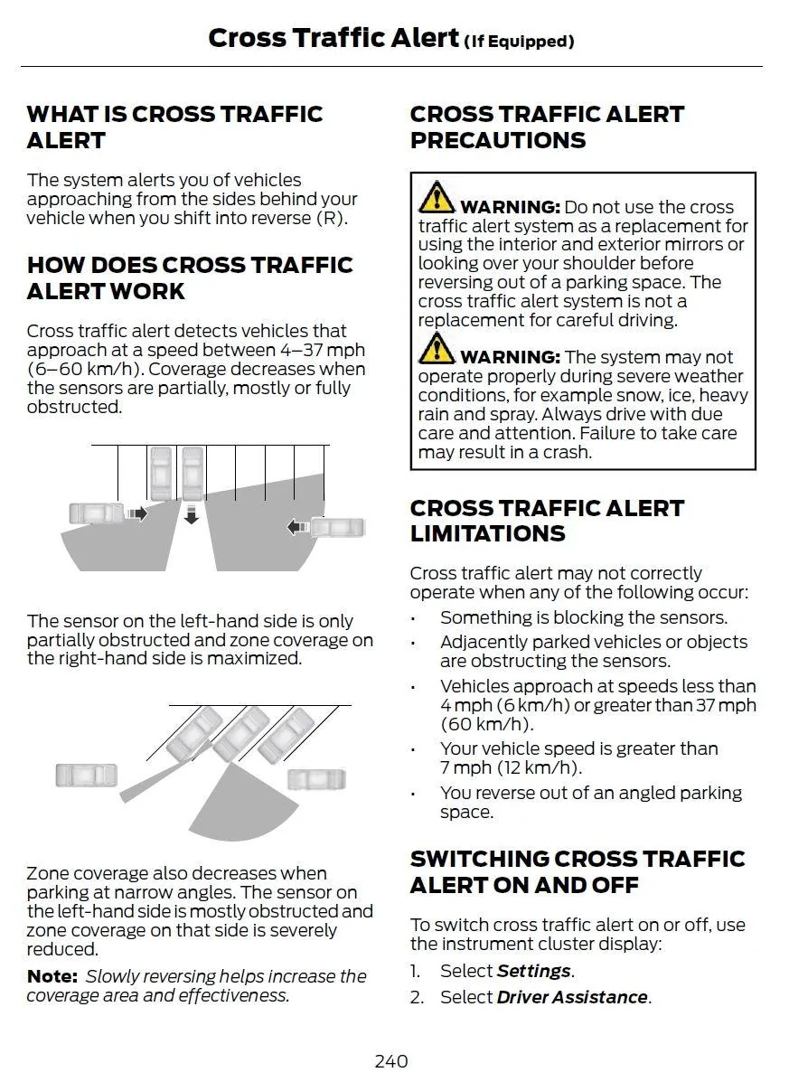 Ford Maverick Cross-Traffic Alert Cross Traffic Alert