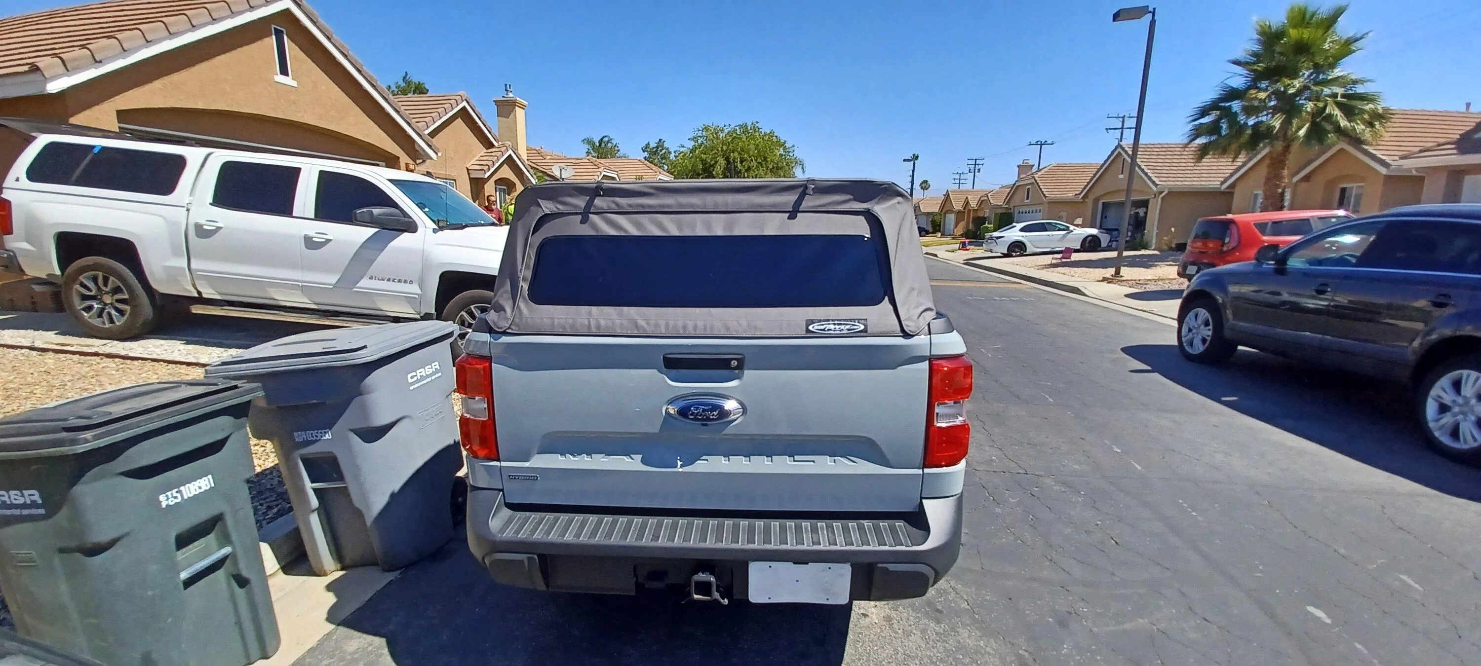 Ford Maverick Folding Softopper camper shell installed on my Maverick 20230719_102638