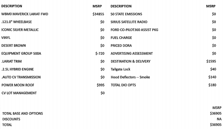 Ford Maverick Cancelled order for '24... 1689813458460