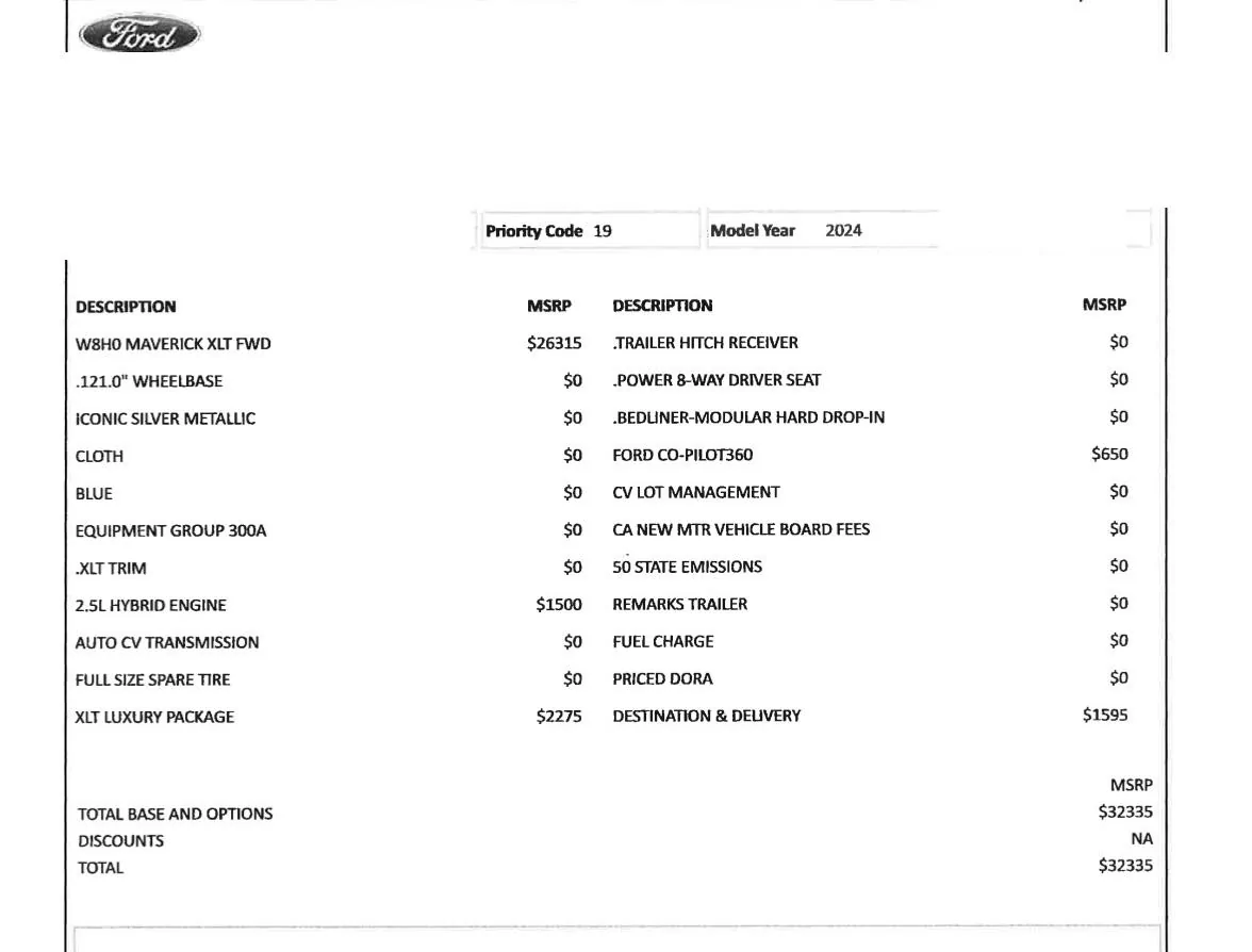 Ford Maverick Maverick Preview Order Sheet Wrong? IMG_2983