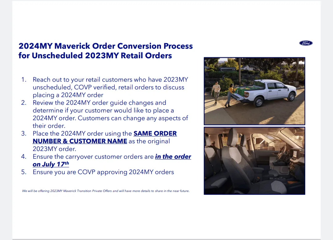 Ford Maverick Order number changed between 23 and 24 on "rollover order". Screenshot_20230721-082414-441