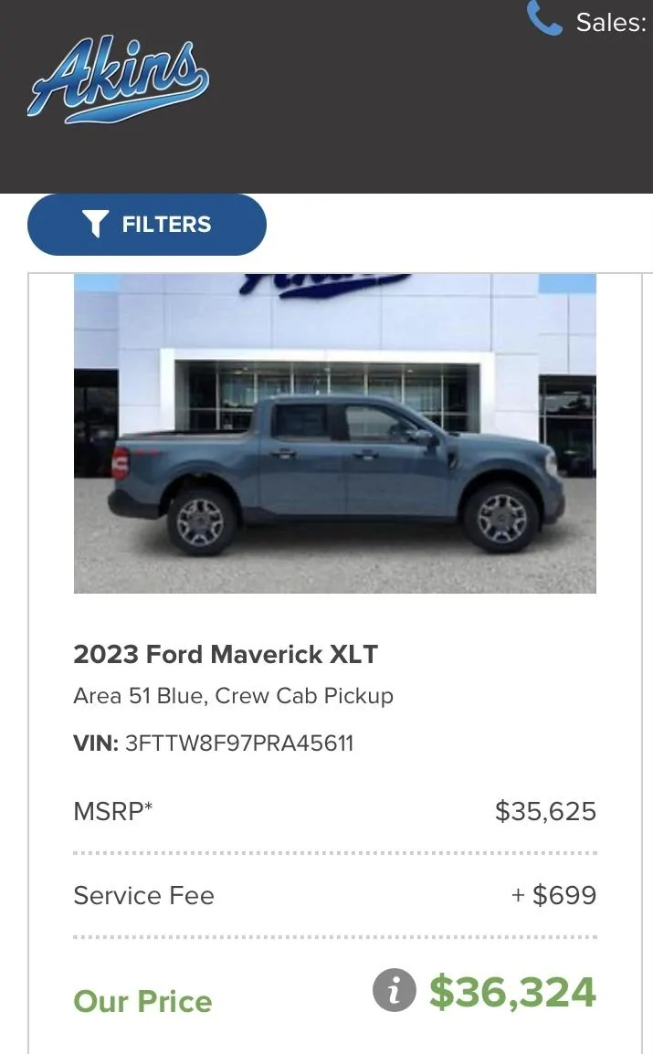 Ford Maverick Reports from a salesperson (low order numbers for 2024 Maverick) IMG_1696