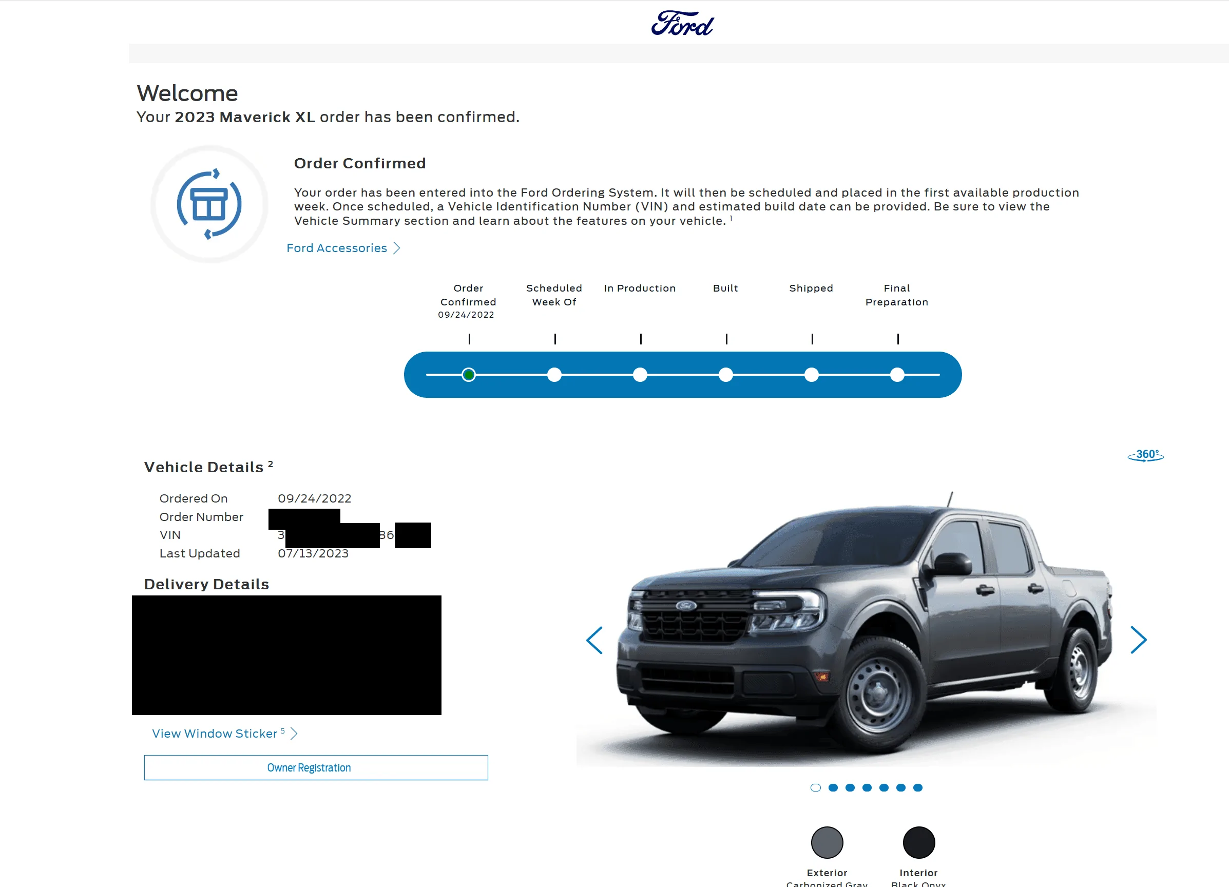 Ford Maverick Have VIN but status is "Order Processing" and No Scheduled Production Week? (Canada) maverick2