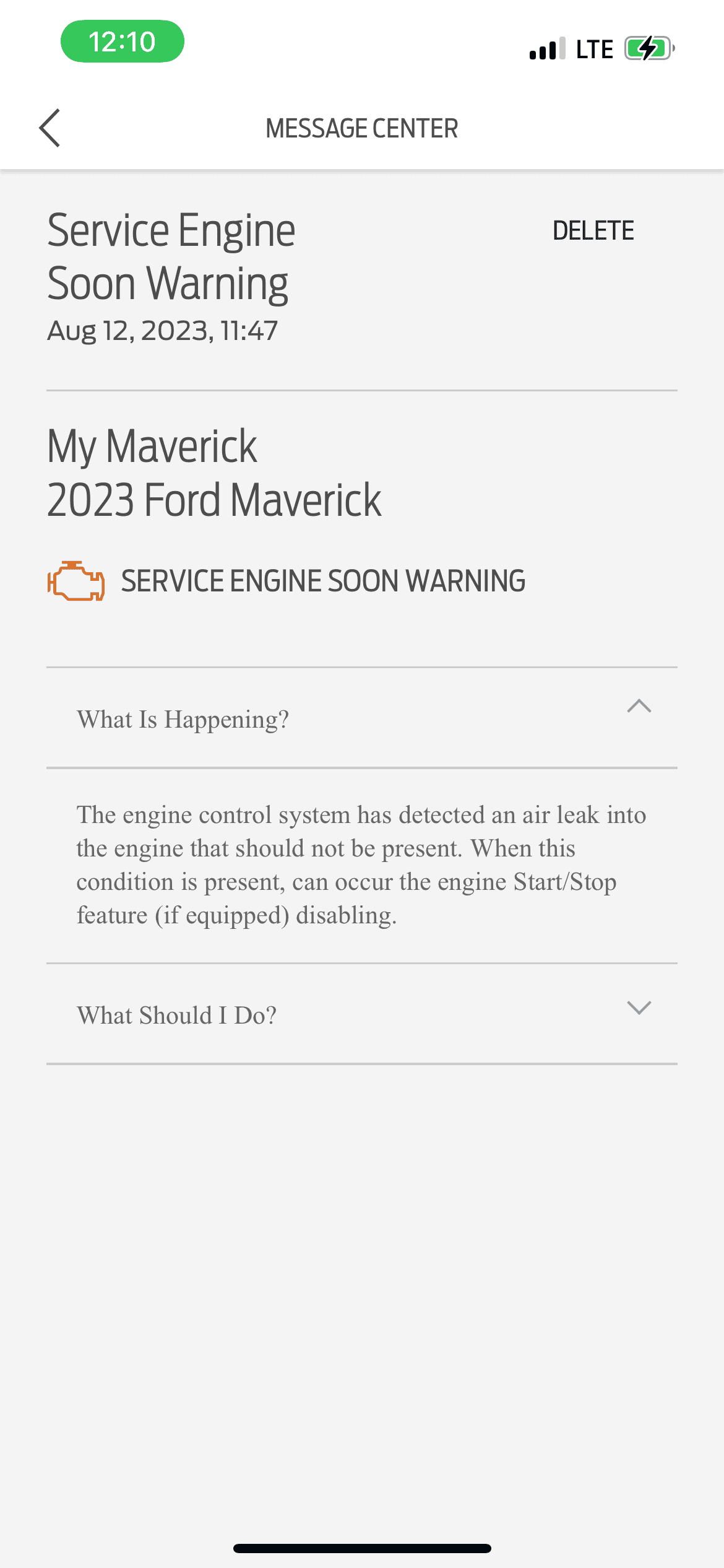 Ford Maverick Check Engine Light IMG_3673