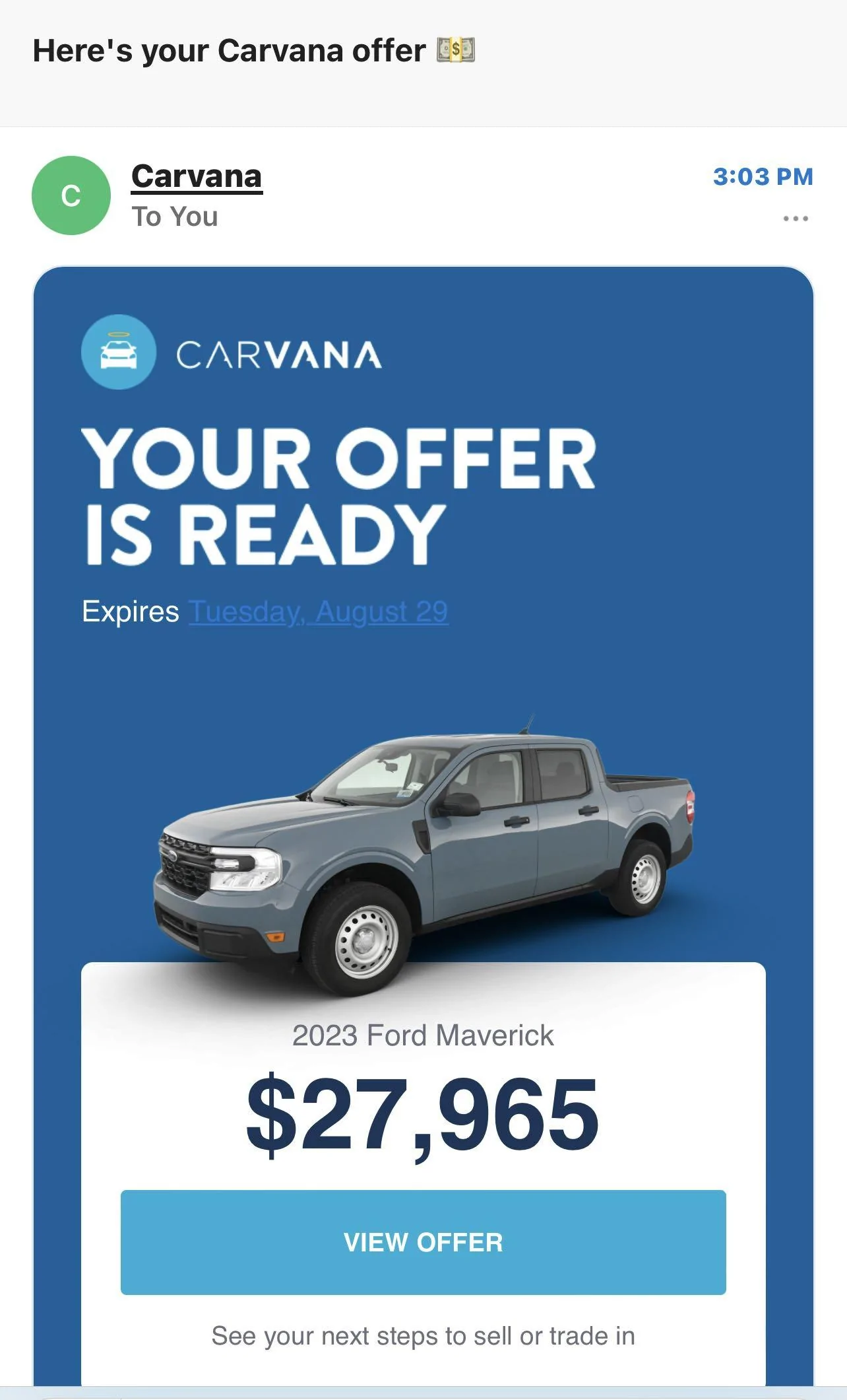 Ford Maverick Carvana Pricing Dropped Off a Cliff Image_20230822154357