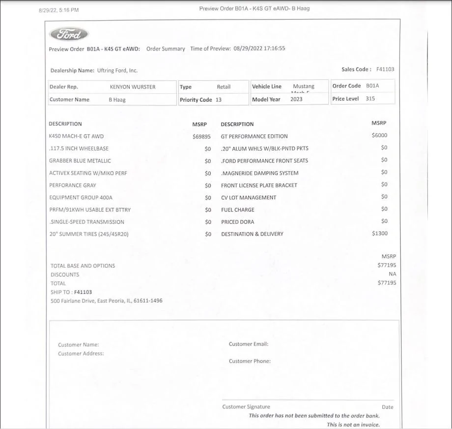 Ford Maverick Order ID? DORA