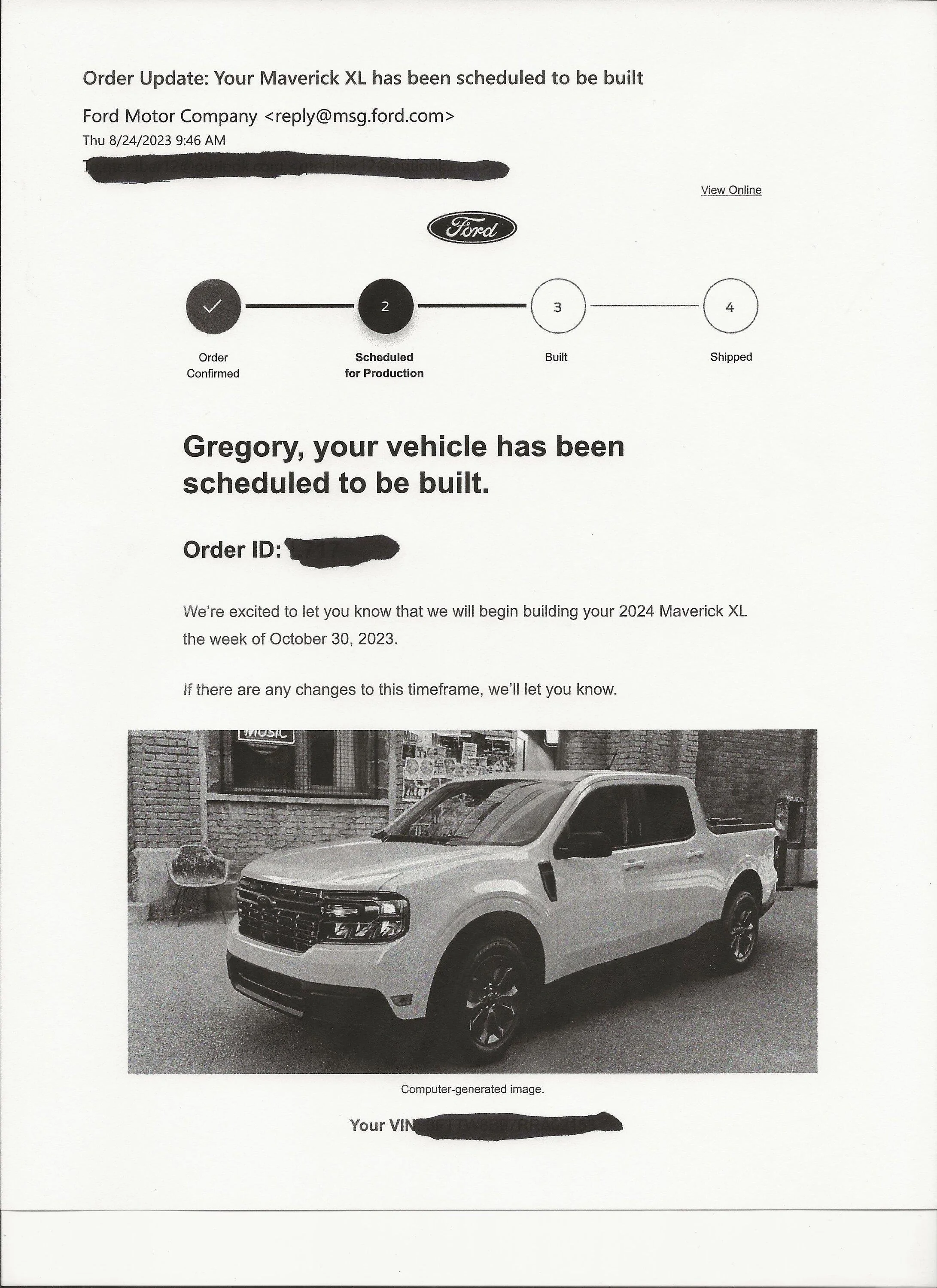 Ford Maverick Anyone get a MY24 build date / Vin already 2024 Maverick XL