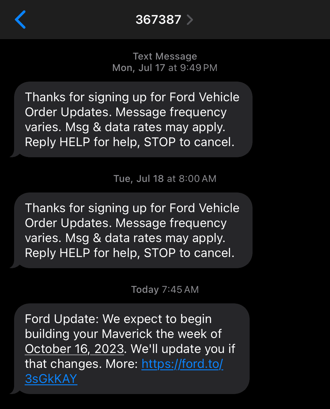 Ford Maverick 8/24/23 Inaugural MY24 Scheduling Email Received Group [EMAILS NOW ARRIVING!] 1692907120355
