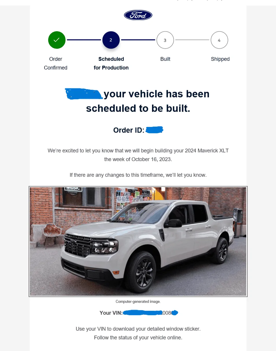 Ford Maverick 8/24/23 Inaugural MY24 Scheduling Email Received Group [EMAILS NOW ARRIVING!] Ford