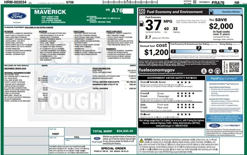 Ford Maverick 📬 6/15/23 Scheduling Email Received Group [EMAILS NOW ARRIVING!] MM Mav Window Sticker