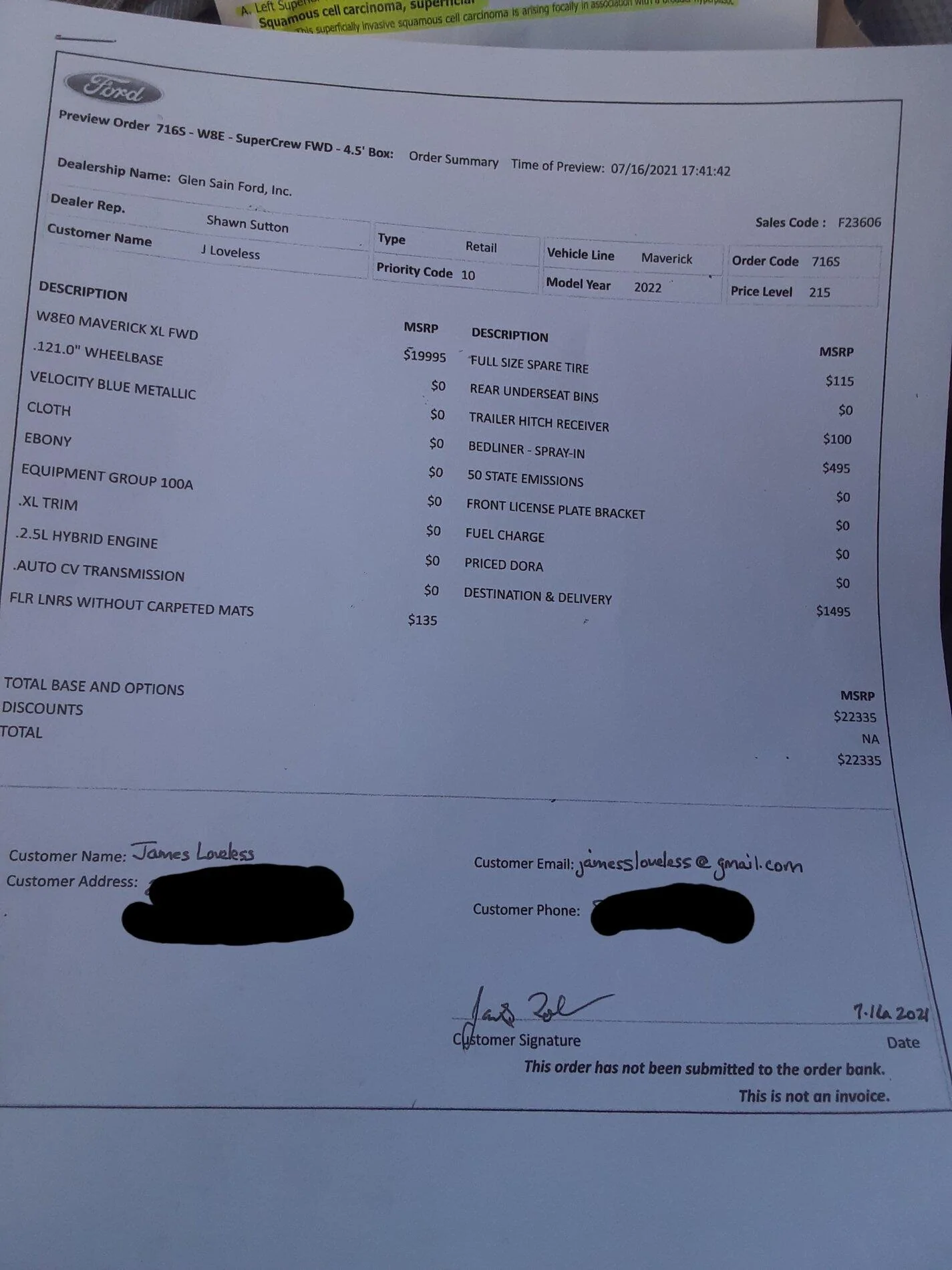 Ford Maverick Help me! Is this an order or what? My salesman says it is... Maverick order 20210716