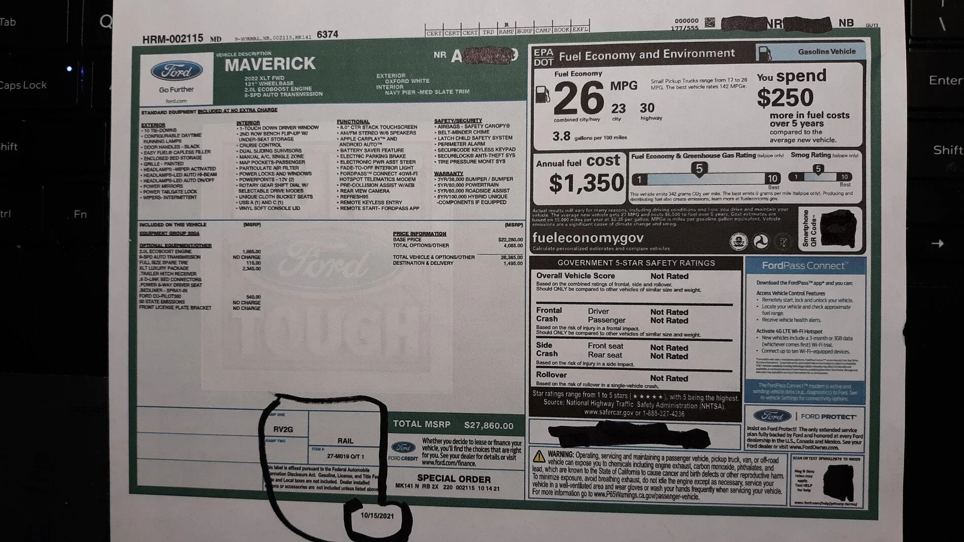 Ford Maverick 🧭 Maverick Build & Tracking Links 20211015_174535