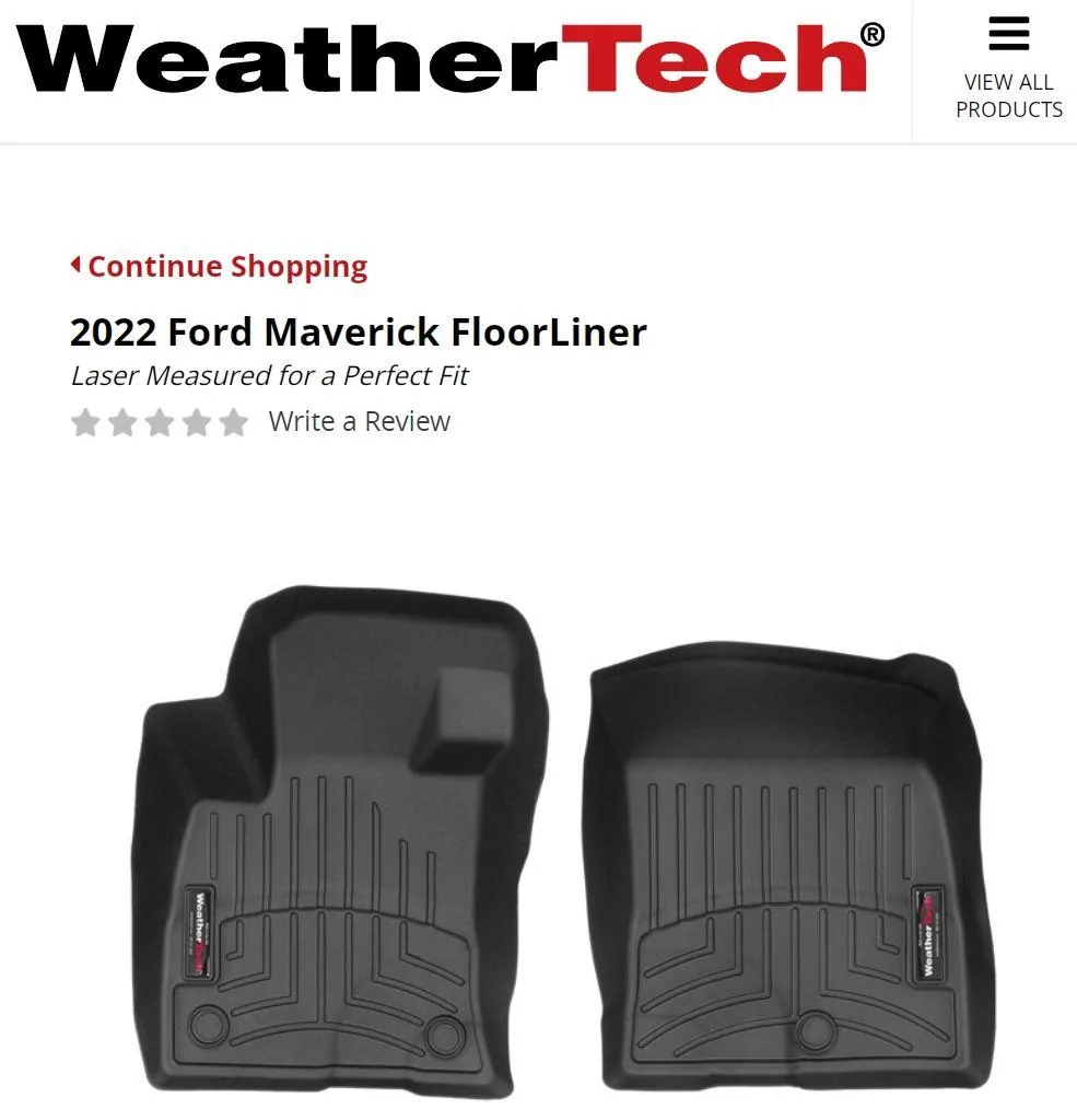 Ford Maverick Ford Accesory Maverick All Weather Mats / Liners installed WeatherTech