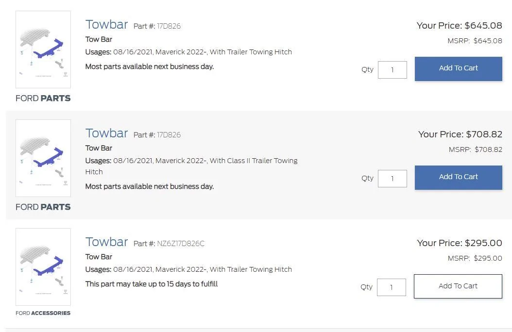 Ford Maverick Hitch receiver and 4 prong plug towbar