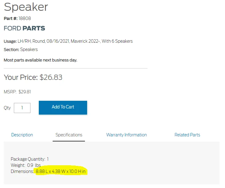 Ford Maverick Speaker Sizes for non B&0? 1634660943513