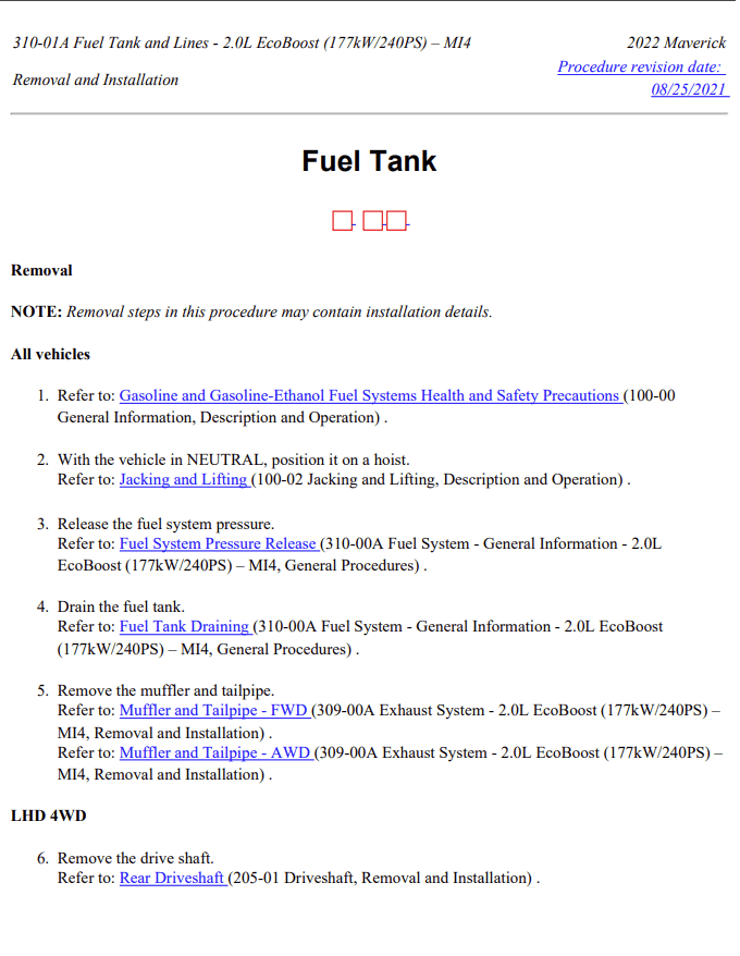 Ford Maverick GAS TANK REMOVAL fuel tank1