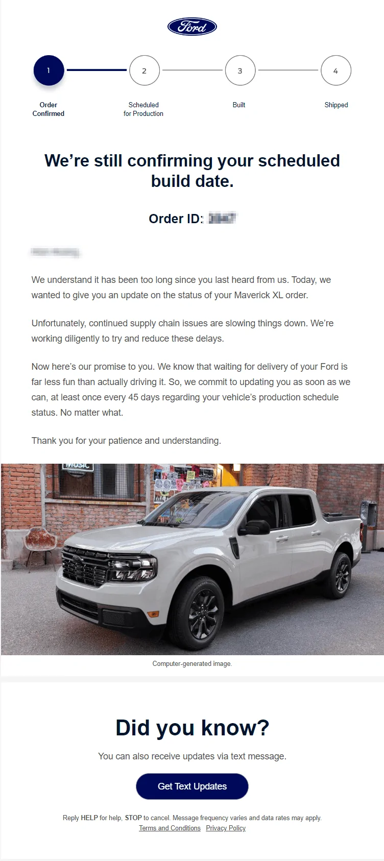 Ford Maverick First   "unfortunately"  email today 1693614040196