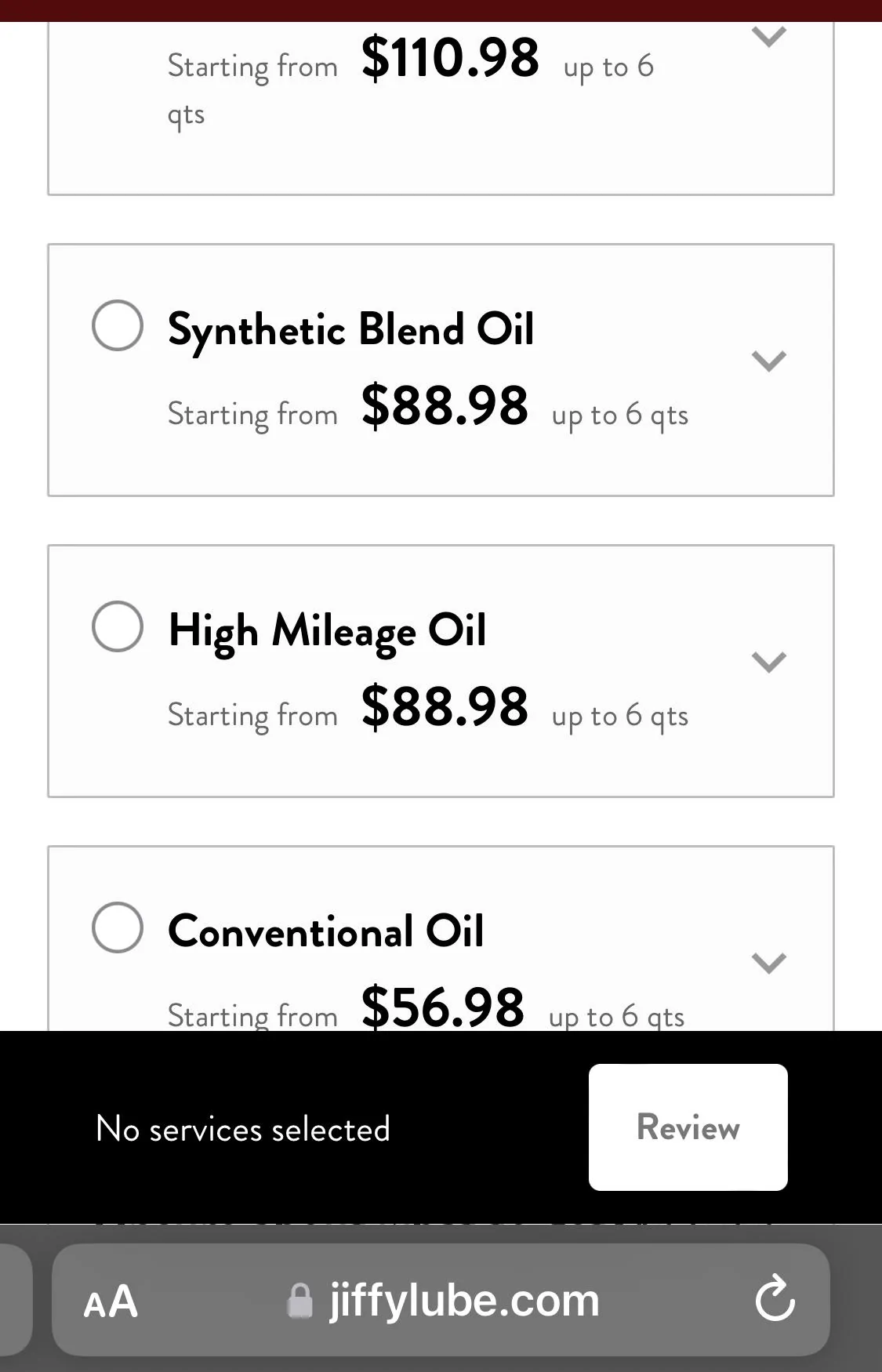 Ford Maverick OIL CHANGE PRICE 7B590479-7A05-430D-A822-58EB0B8B5FE2