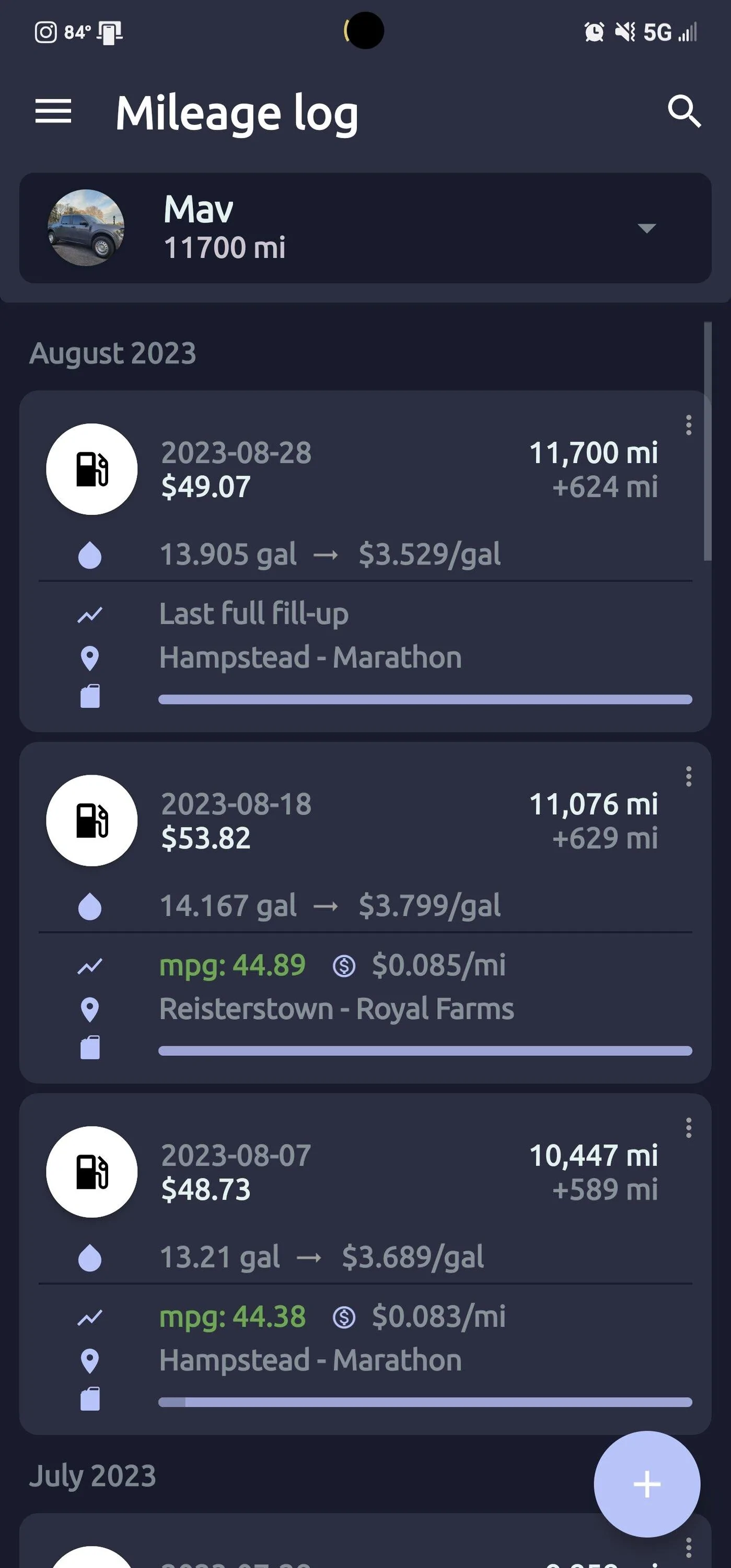 Ford Maverick The REAL HYBRID MPG Screenshot_20230904_205146_Fuelio