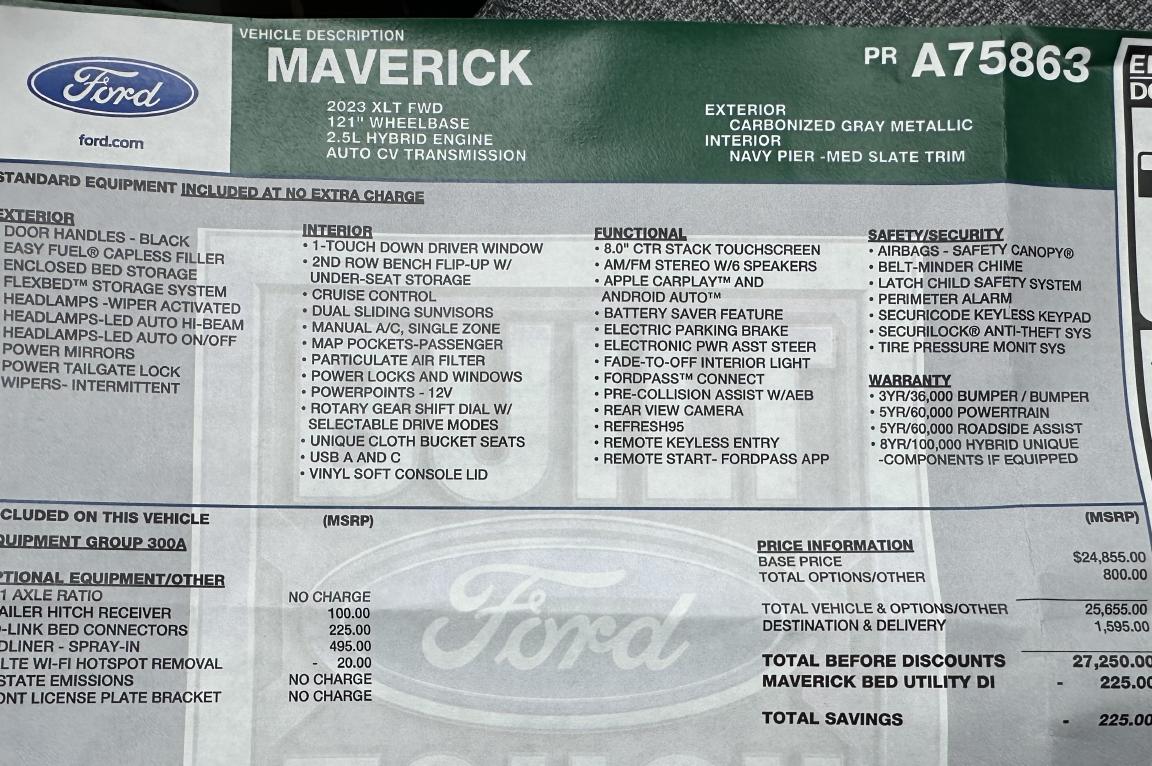 Ford Maverick 2023 Maverick XLT FWD - Carbonized Gray Metallic window