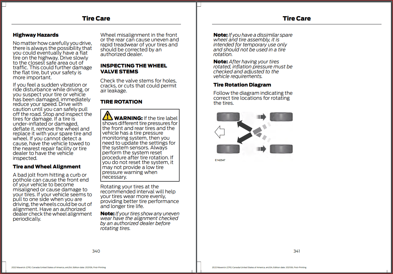 Tire rotation pattern | MaverickTruckClub - 2022+ Ford Maverick Pickup ...